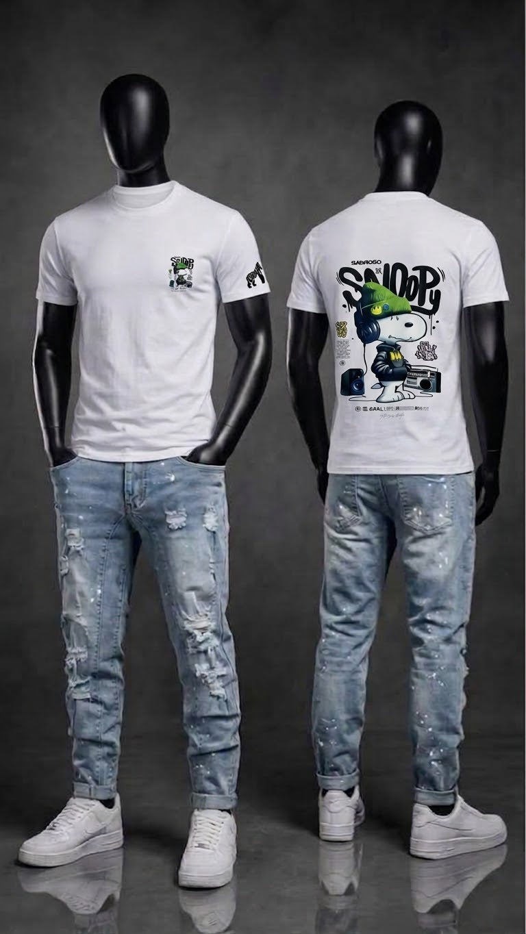Camiseta Snoopy Hip Hop Streetwear Premium - Estampa Frente e Verso + BRINDE